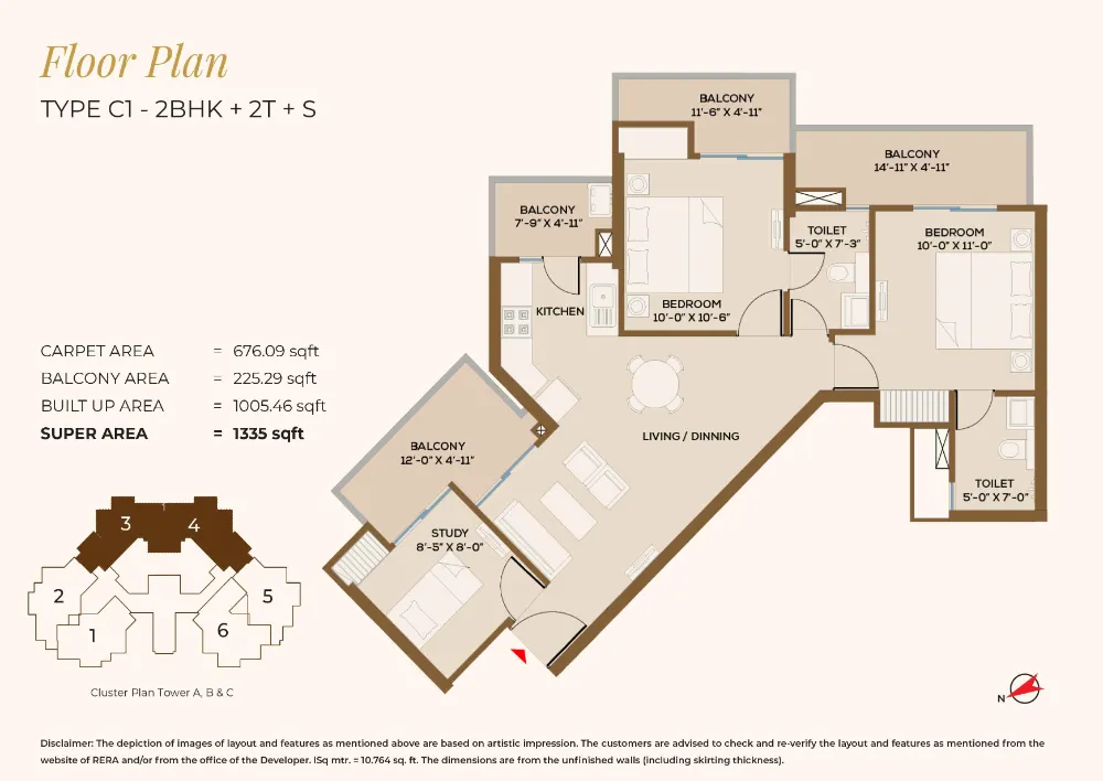 2 BHK Apartment + 2T